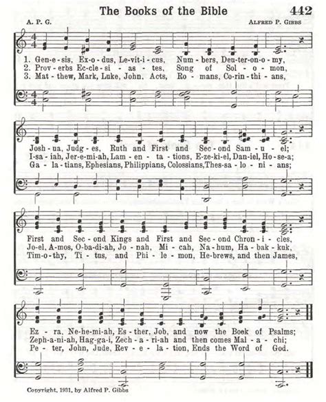 Books Of The Bible Song Lyrics Printable